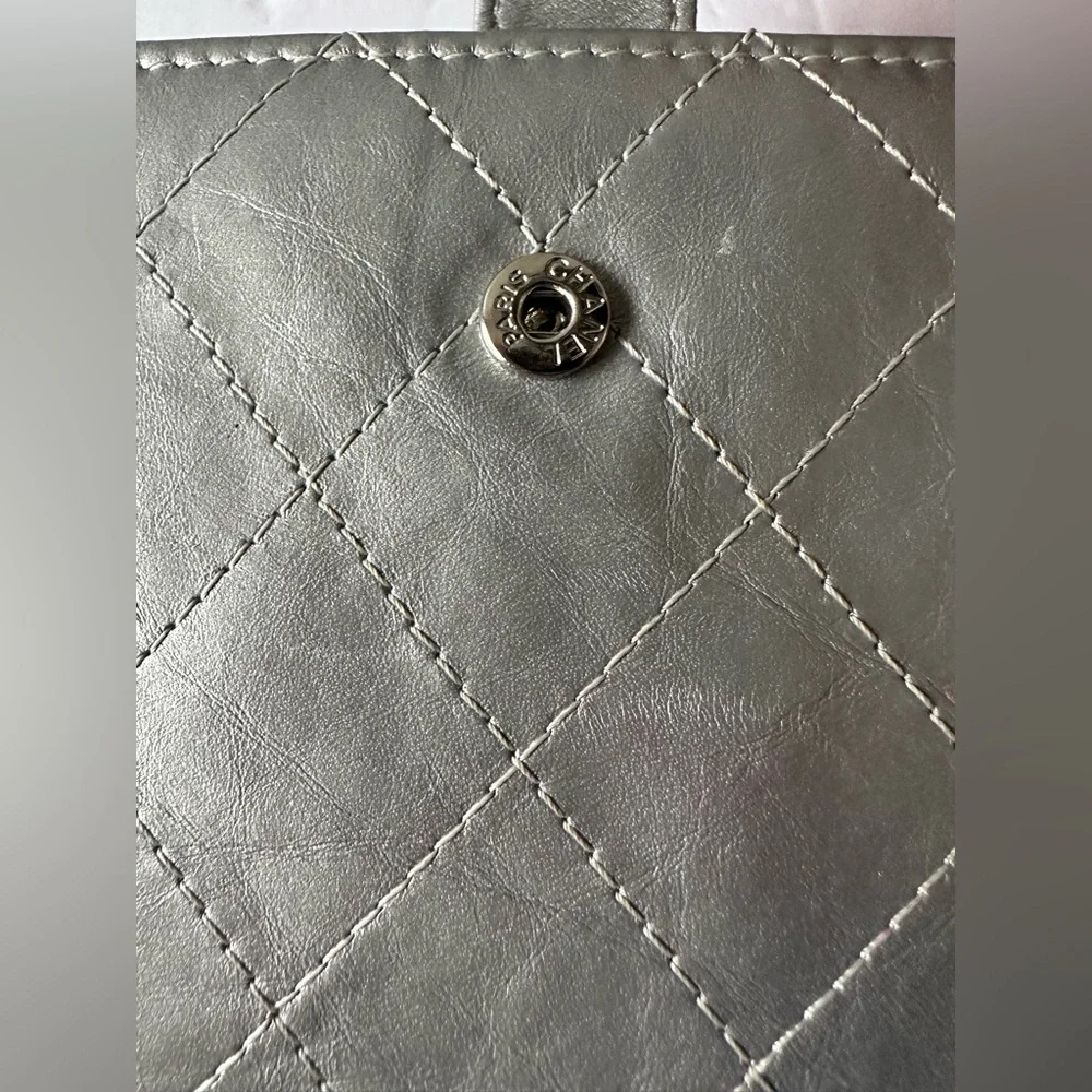Chanel Silver‎ Quilted Wallet